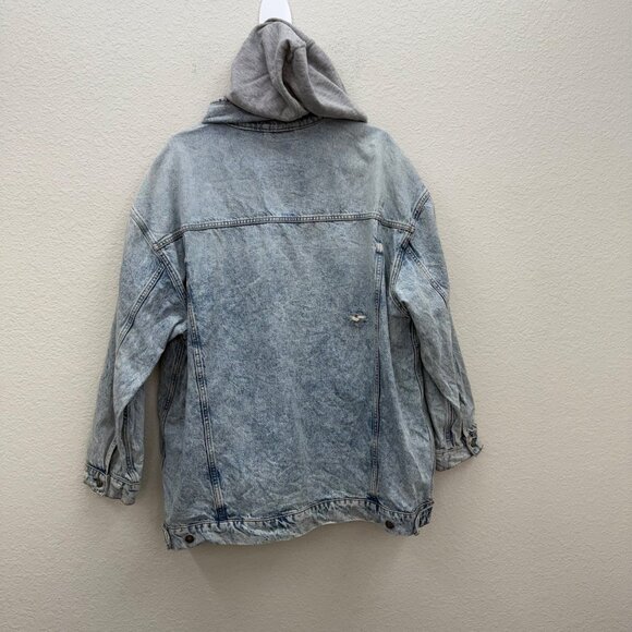 Free People Flawless Hooded Denim Oversized Button Jean Jacket Womens size Large - Picture 8 of 10